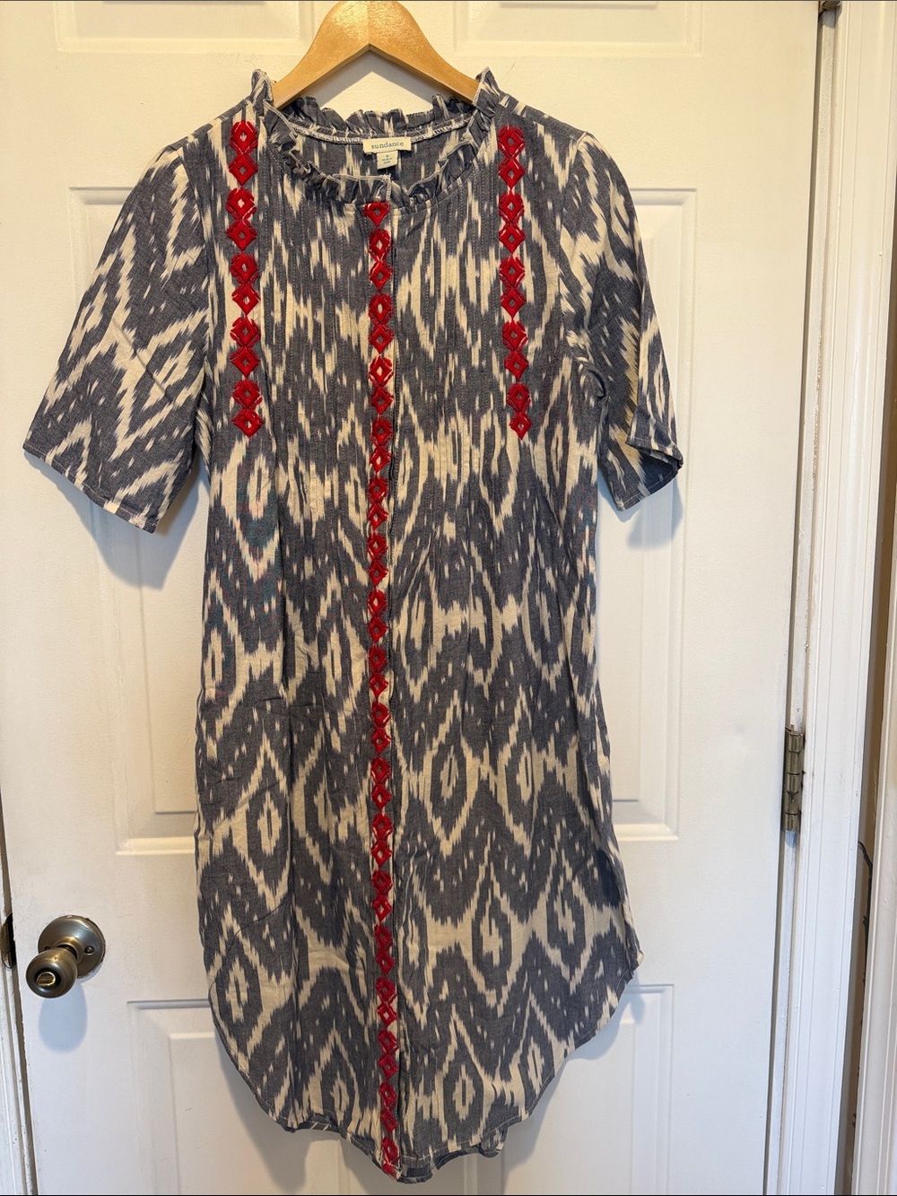 Sundance Isabel Ikat Pattern Dress with Embroidery